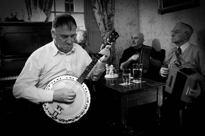 Irish tenor banjo at an Irish music session